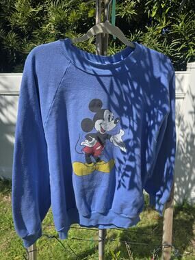 1980s GOLDS GYM Mickey Mouse Sweatshirt LARGE Vintage 80s RARE MADE IN USA